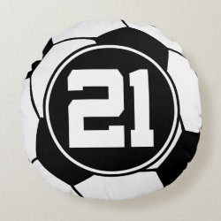 Soccer Player Number 21 Sports Ball Gift Round Pillow