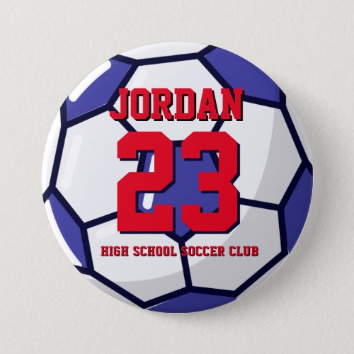 Soccer Player Number School Sports Team Button