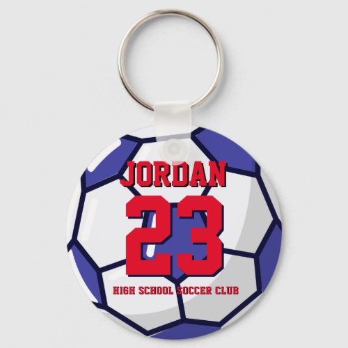 Soccer Player Number School Sports Team Keychain