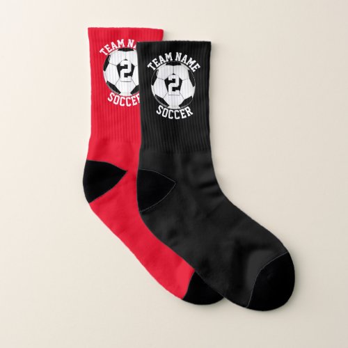 Soccer Player Number Team Name and Color Custom Socks