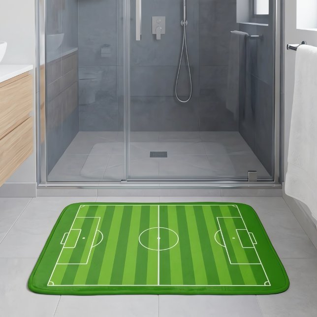 Soccer Player or Coach Soccer Field/Football Pitch Bath Mat (Fun soccer bath mats for soccer players and fans.)