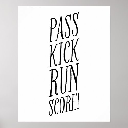 Soccer player pass kid run score fun type kids poster