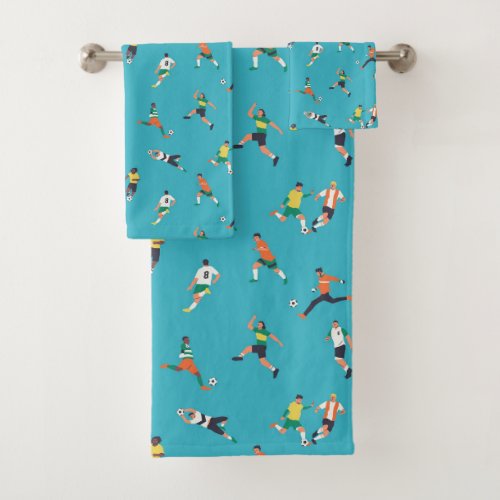 Soccer Player Pattern Bath Towel Set