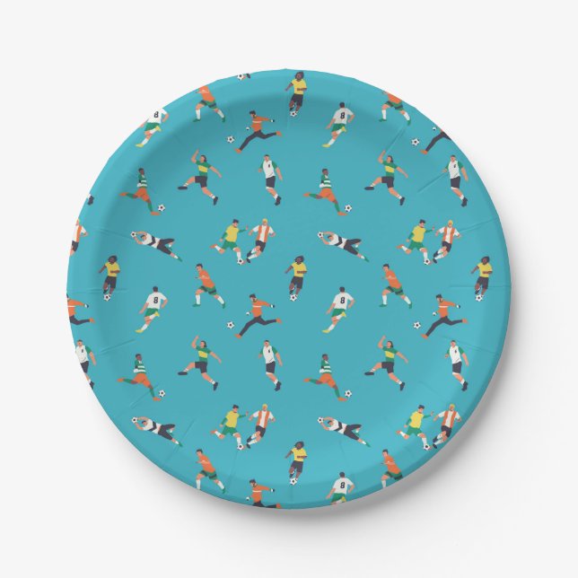 Soccer Player Pattern Paper Plates (Front)