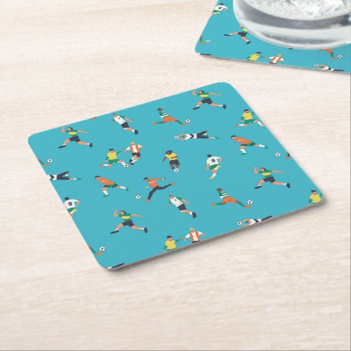 Soccer Player Pattern Square Paper Coaster