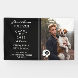 Soccer Player Photo Black Graduation Banner
