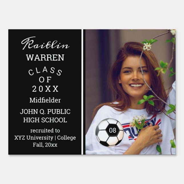 Soccer Player Photo Graduation Sign (Front)