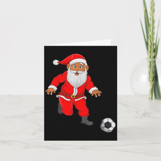Soccer Player Santa Christmas Pajamas Funny Xmas B Card (Front)