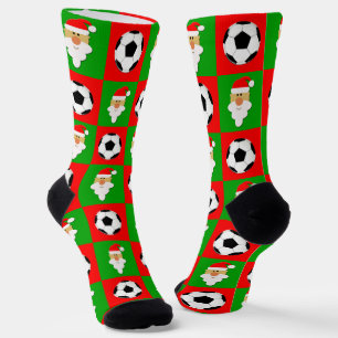 Soccer Player Santa Christmas Pattern Fun Holiday  Socks