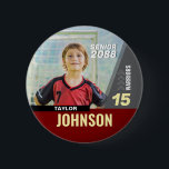 Soccer Player Senior Night Custom Photo Sports Button<br><div class="desc">Personalized Sports Button featuring your athlete’s photo, name, jersey number, team colors, and more. This custom player batch is perfect for showing team spirit and celebrating your favorite player. Add your own picture and text easily, customize the colors to match team. Whether it's for football, soccer, volleyball, baseball, basketball, hockey...</div>