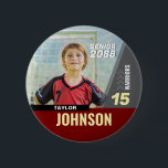 Soccer Player Senior Night Custom Photo Sports Button<br><div class="desc">Personalized Sports Button featuring your athlete’s photo, name, jersey number, team colors, and more. This custom player batch is perfect for showing team spirit and celebrating your favorite player. Add your own picture and text easily, customize the colors to match team. Whether it's for football, soccer, volleyball, baseball, basketball, hockey...</div>