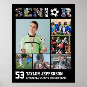 Soccer Player Senior Night Sports Photo Collage Poster