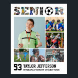Soccer Player Senior Night Sports Photo Collage Poster<br><div class="desc">Personalized soccer senior sports photo collage for athlete and football player. This customizable photo gift is perfect for senior night, sports award banquet or birthday gift for your athlete son, daughter or student. It's a great way to display precious moments and memories from their sports games. The poster features a...</div>
