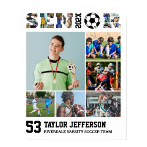 Soccer Player Senior Night Sports Photo Collage Poster