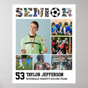 Soccer Player Senior Night Sports Photo Collage Poster