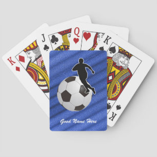 Soccer - Player Silhouette and Ball - personalize Poker Cards