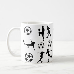 Soccer Player Silhouette Soccer Ball Coffee Mug