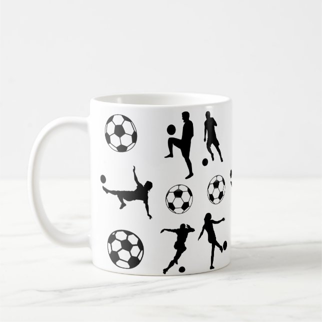 Soccer Player Silhouette Soccer Ball  Coffee Mug (Left)