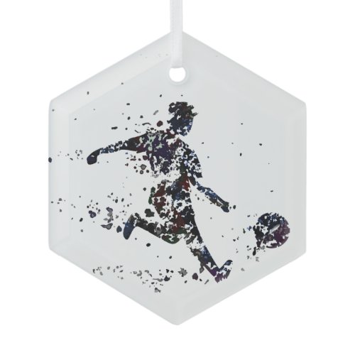 Soccer Player Sport  Game Glass Ornament