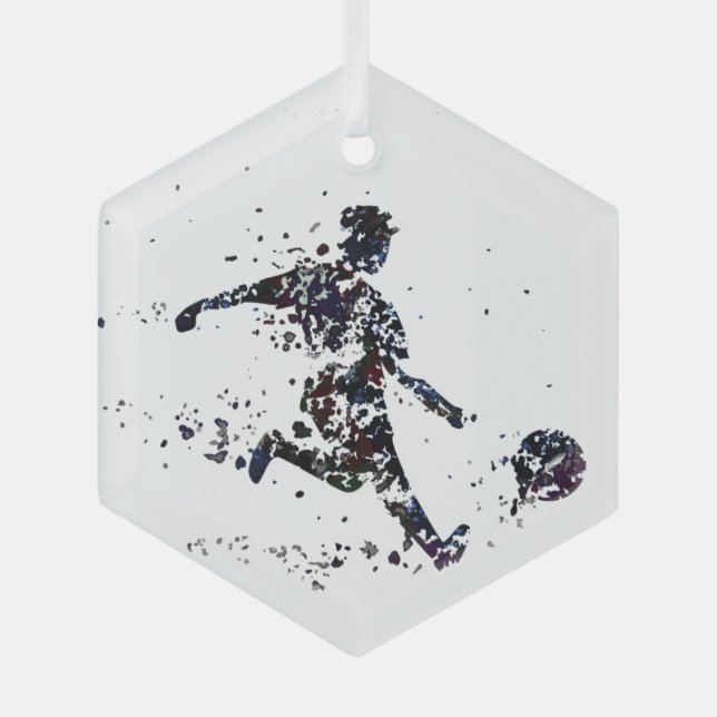 Soccer Player Sport  Game Glass Ornament (Front)