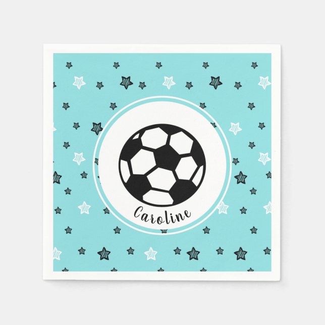Soccer Player Sports Themed Personalized Boys Gift Napkins (Front)
