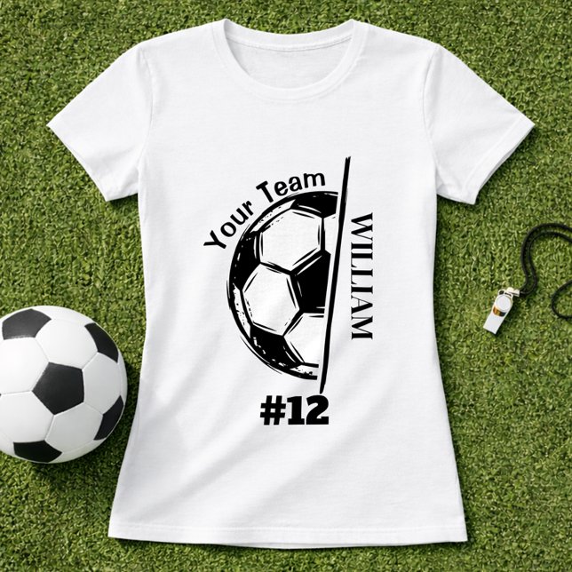 Soccer Player Team Name & Player Number  T-Shirt (Creator Uploaded)