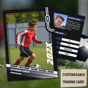 Soccer Player Trading Card in Black Blue