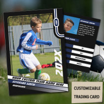 Soccer Player Trading Card in Black Blue