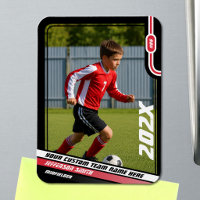 Soccer Player Trading Card in Black Red