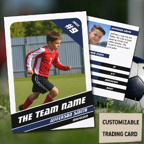 Soccer Player Trading Card in Vigorous Blue White