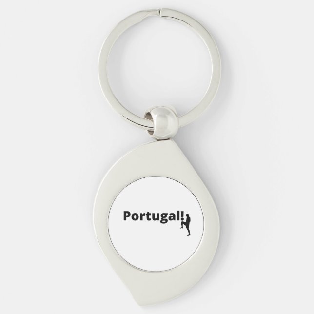 Soccer player using dot as a ball Portugal        Keychain (Front)