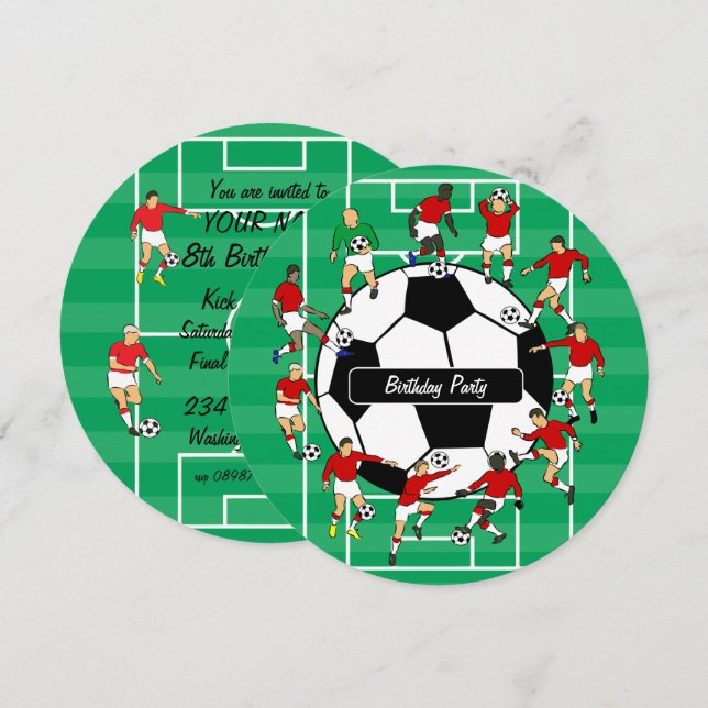 Soccer Players Birthday party invitations (Front/Back)