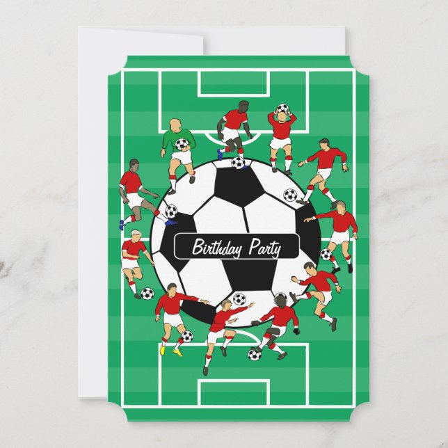 Soccer Players Birthday party invitations (Front)