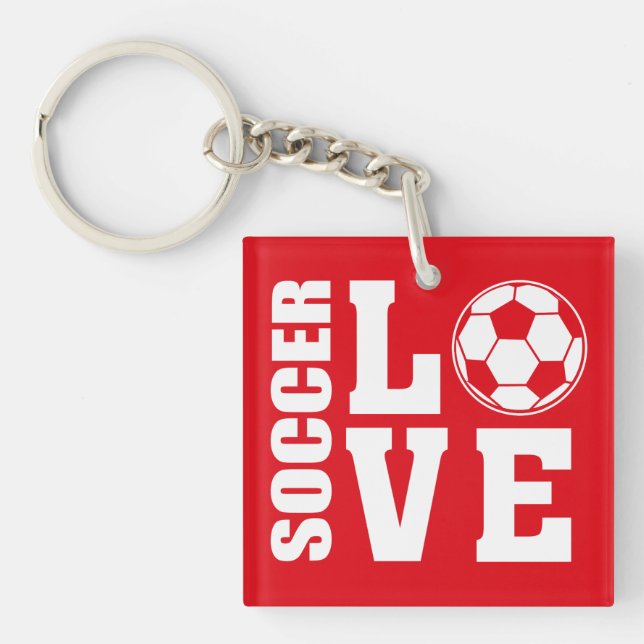 Soccer Players, Love Soccer Keychain (Front)