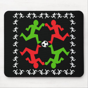 Soccer Players Running to the Ball Pattern Mouse Pad