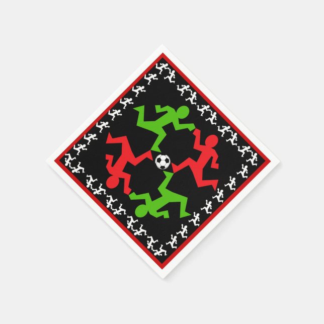 Soccer Players Running to the Ball Pattern Napkins (Corner)
