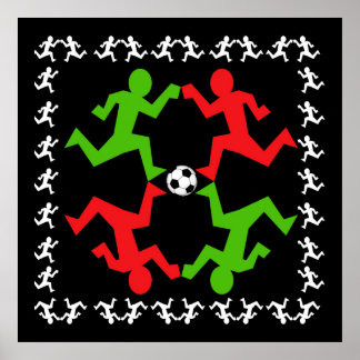 Soccer Players Running to the Ball Pattern Poster