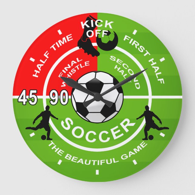 Soccer Players, Soccer Match Large Clock (Front)