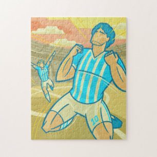 Soccer Players & Stadium Win Champions Retro Sport Jigsaw Puzzle