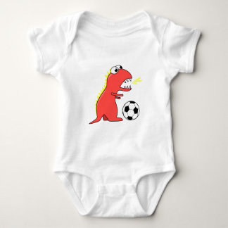 Soccer Playing Dinosaur Baby Bodysuit