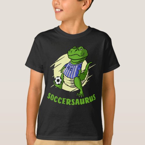 Soccer playing Trex Funny Dino Sport T_Shirt