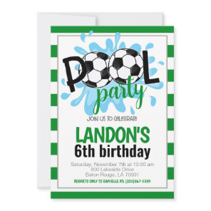 Soccer Pool Party Birthday Invitation