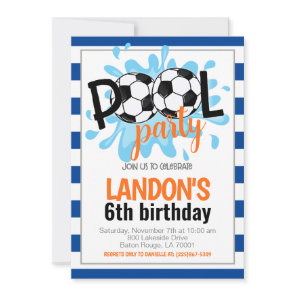 Soccer Pool Party Birthday Invitation