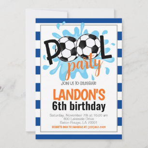 Soccer Pool Party Birthday Invitation
