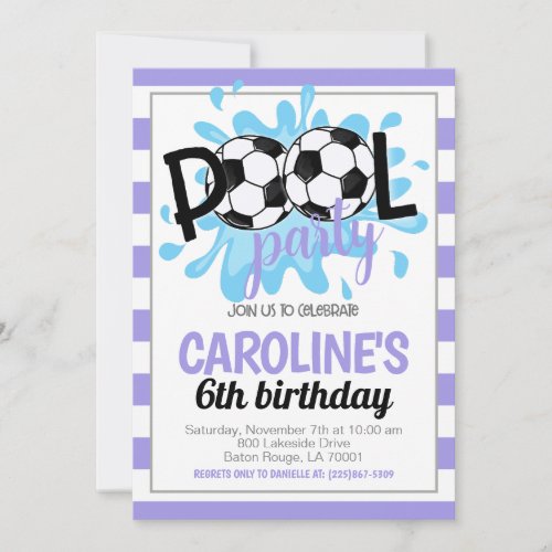 Soccer Pool Party Birthday Invitation