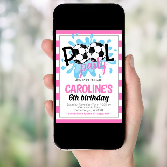 Soccer Pool Party Birthday Invitation (Front Digital)