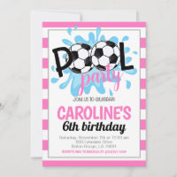 Soccer Pool Party Birthday Invitation