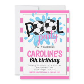Soccer Pool Party Birthday Invitation