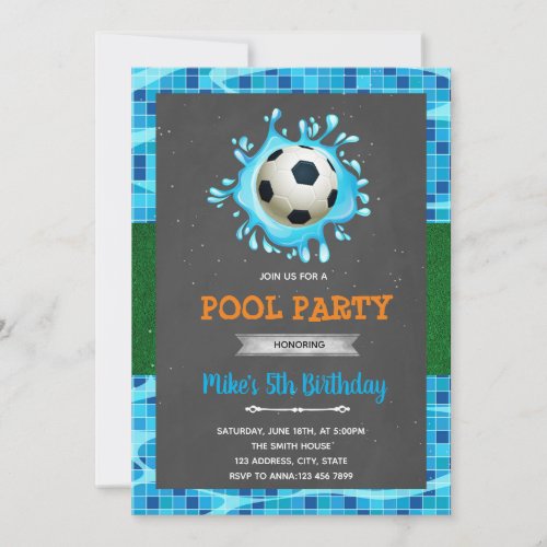 Soccer pool party invitation
