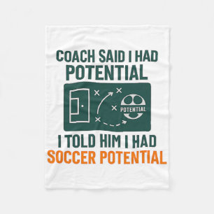 Soccer Potential Chalkboard Coach Quote Design  Fleece Blanket